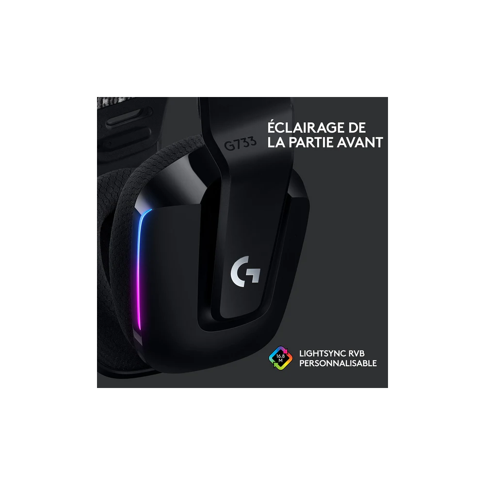 LOGITECH G733 LIGHTSPEED sans fil Noir - Acheter au Maroc | MajesTech