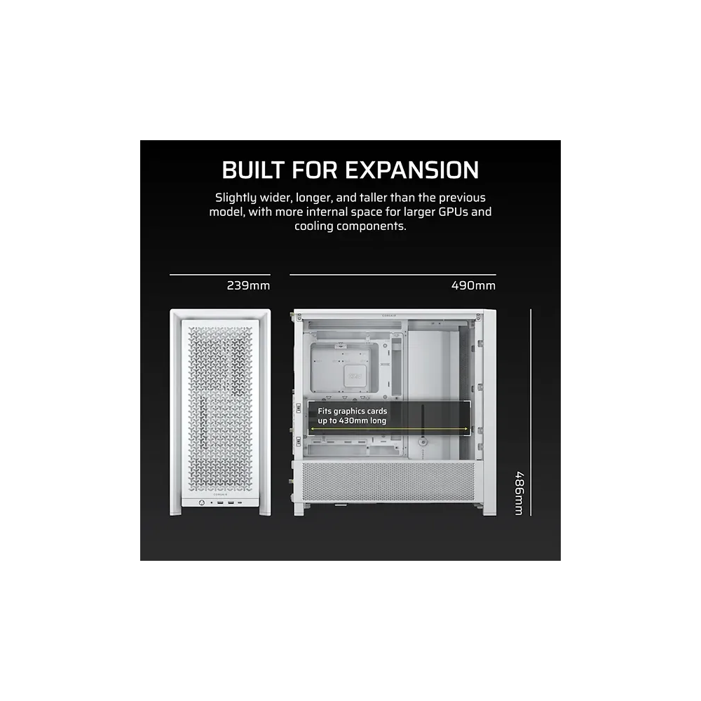 CORSAIR FRAME 4000D Blanc - Étanche - Acheter au Maroc | MajesTech